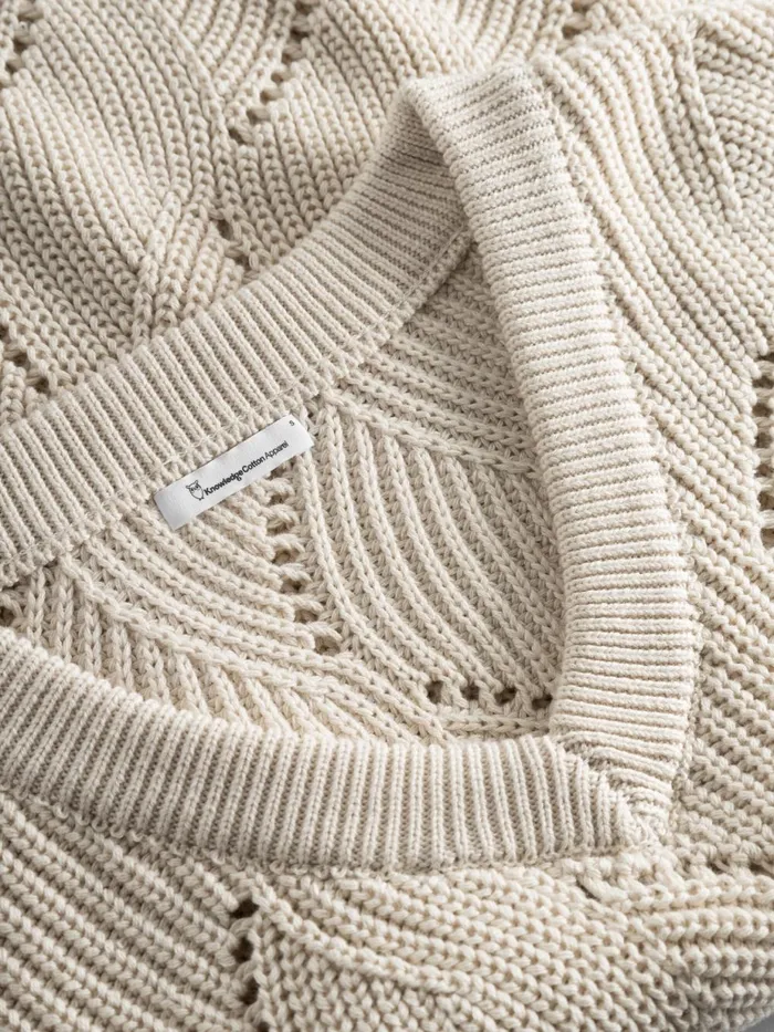 KnowledgeCotton Apparel Knits Oversized Vneck Knit Vest Buttercream 8211 Women