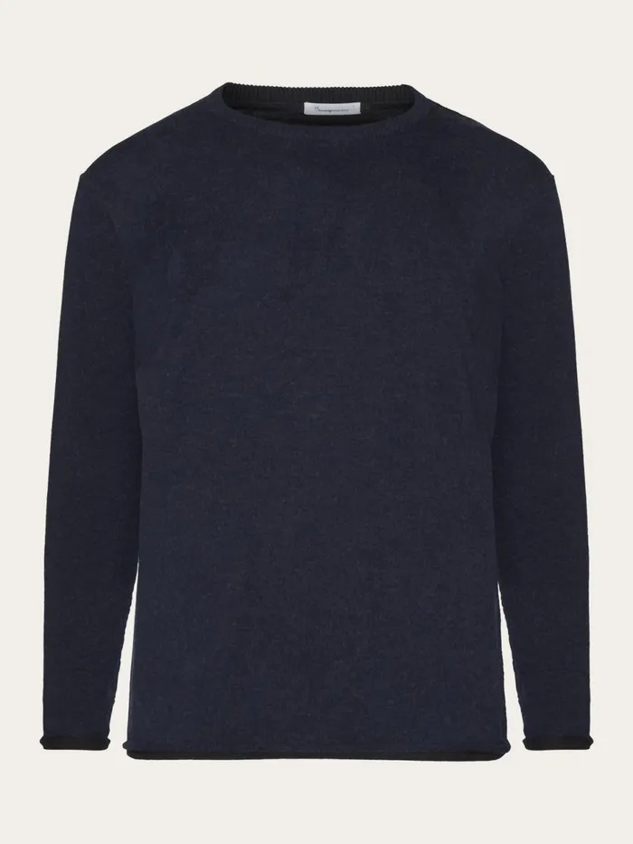 KnowledgeCotton Apparel Knits Regular Double Layer Cotton Mix Rolledge Crew Neck Knit Gots 8211 Men