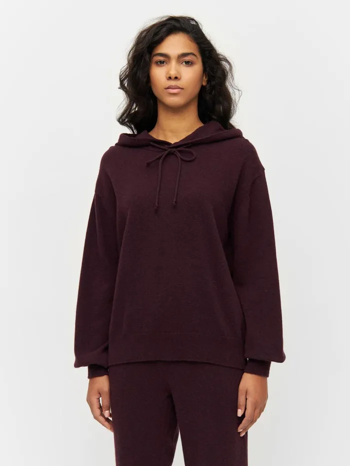 KnowledgeCotton Apparel Knits Wool Hood Knit Chocolate Plum 8211 Women KnowledgeCotton Apparel Knits Wool Hood Knit Chocolate Plum 8211 Women