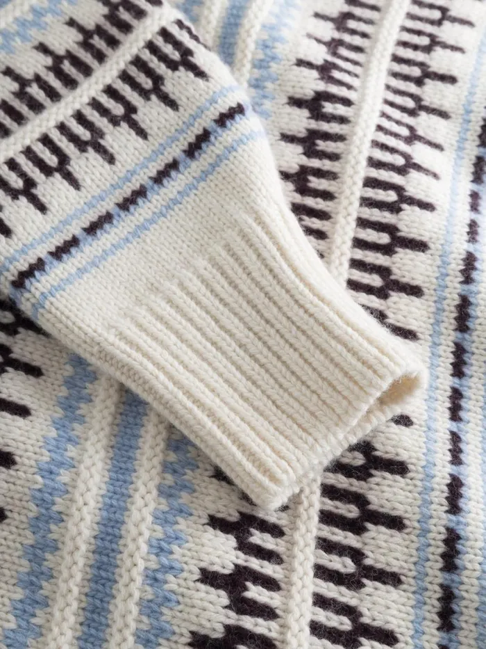 KnowledgeCotton Apparel Knits Wool Pattern Boxy Crew Neck White Stripe 8211 Women KnowledgeCotton Apparel Knits Wool Pattern Boxy Crew Neck White Stripe 8211 Women