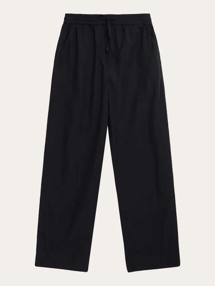 KnowledgeCotton Apparel Pants CHLOE Barrel Highrise Poplin Elastic Waistband Pants Black Jet 8211 Women
