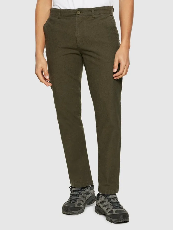 KnowledgeCotton Apparel Pants CHUCK Regular Flannel Chino Pants Dark Olive 8211 Men KnowledgeCotton Apparel Pants CHUCK Regular Flannel Chino Pants Dark Olive 8211 Men