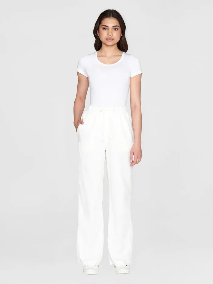 KnowledgeCotton Apparel Pants POSEY Wide Midrise Stripe Structure Pants Gotsvegan 8211 Women