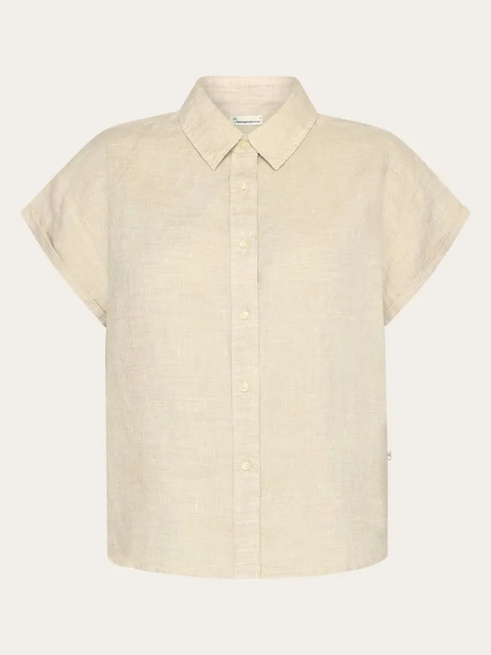 KnowledgeCotton Apparel Shirts ASTER Fold Up Short Sleeve Linen Shirt Yarndyed 8211 Women KnowledgeCotton Apparel Shirts ASTER Fold Up Short Sleeve Linen Shirt Yarndyed 8211 Women