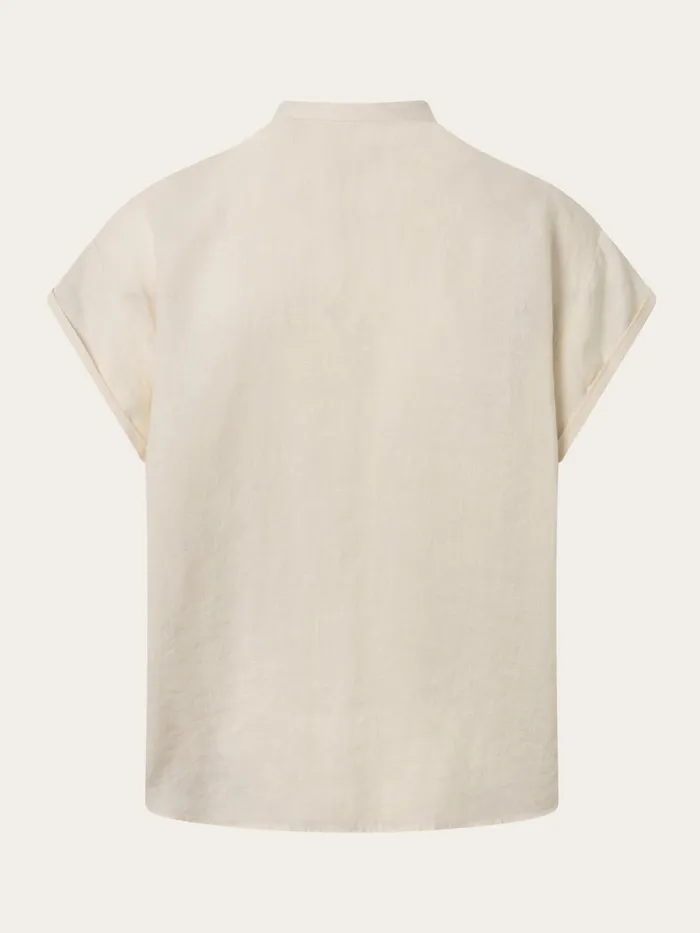 KnowledgeCotton Apparel Shirts Collar Stand Short Sleeve Linen Shirt Buttercream 8211 Women KnowledgeCotton Apparel Shirts Collar Stand Short Sleeve Linen Shirt Buttercream 8211 Women