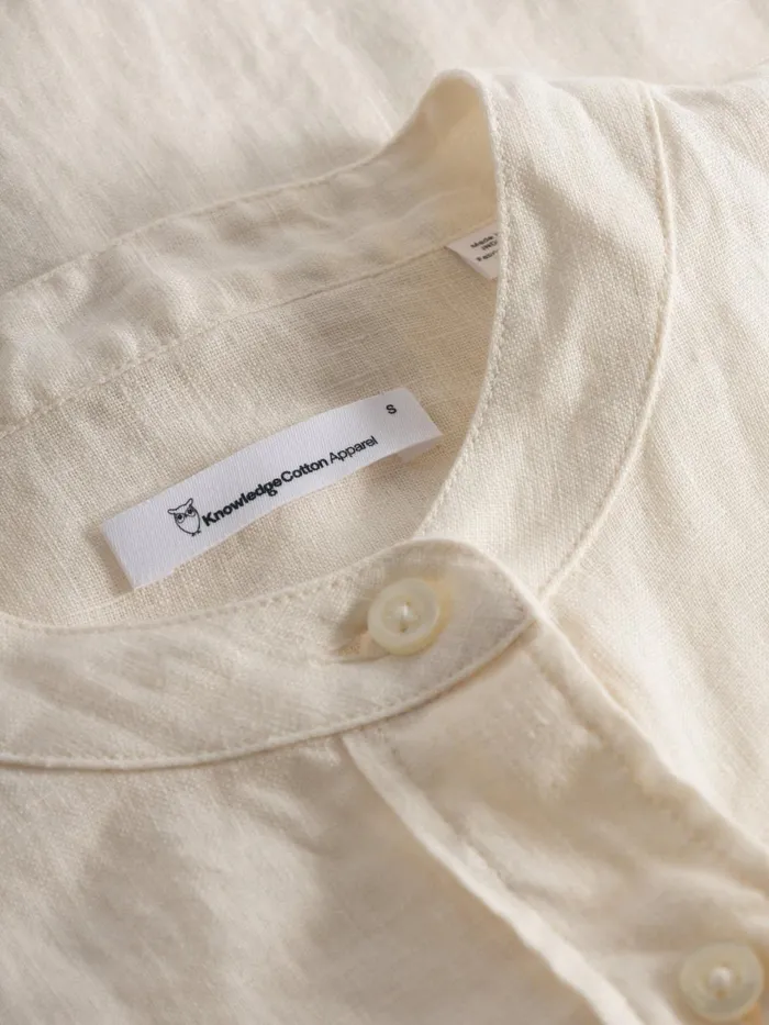 KnowledgeCotton Apparel Shirts Collar Stand Short Sleeve Linen Shirt Buttercream 8211 Women KnowledgeCotton Apparel Shirts Collar Stand Short Sleeve Linen Shirt Buttercream 8211 Women