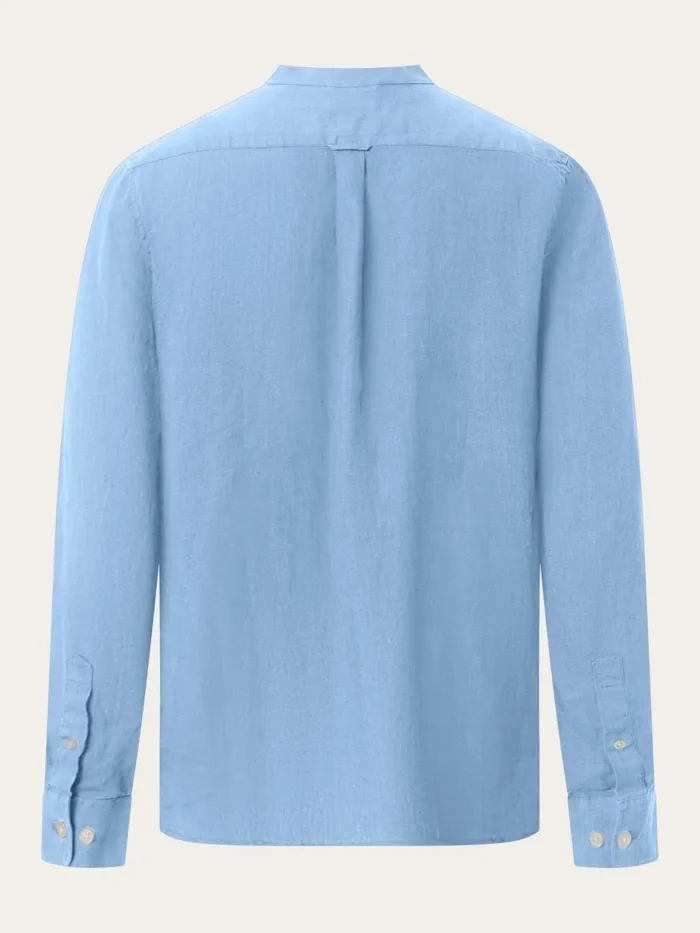 KnowledgeCotton Apparel Shirts Custom Fit Linen Stand Collar Shirt Airy Blue 8211 Men KnowledgeCotton Apparel Shirts Custom Fit Linen Stand Collar Shirt Airy Blue 8211 Men