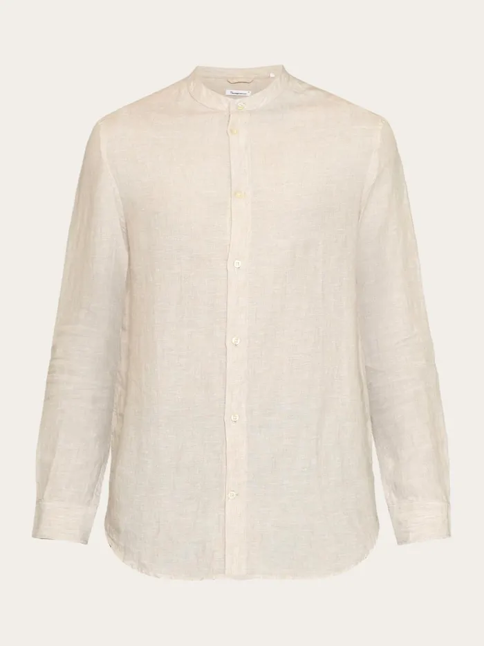 KnowledgeCotton Apparel Shirts Custom Fit Linen Stand Collar Shirt Yarndyed 8211 Men KnowledgeCotton Apparel Shirts Custom Fit Linen Stand Collar Shirt Yarndyed 8211 Men