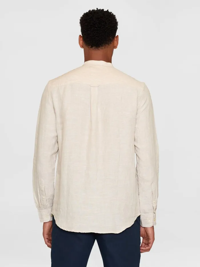 KnowledgeCotton Apparel Shirts Custom Fit Linen Stand Collar Shirt Yarndyed 8211 Men KnowledgeCotton Apparel Shirts Custom Fit Linen Stand Collar Shirt Yarndyed 8211 Men