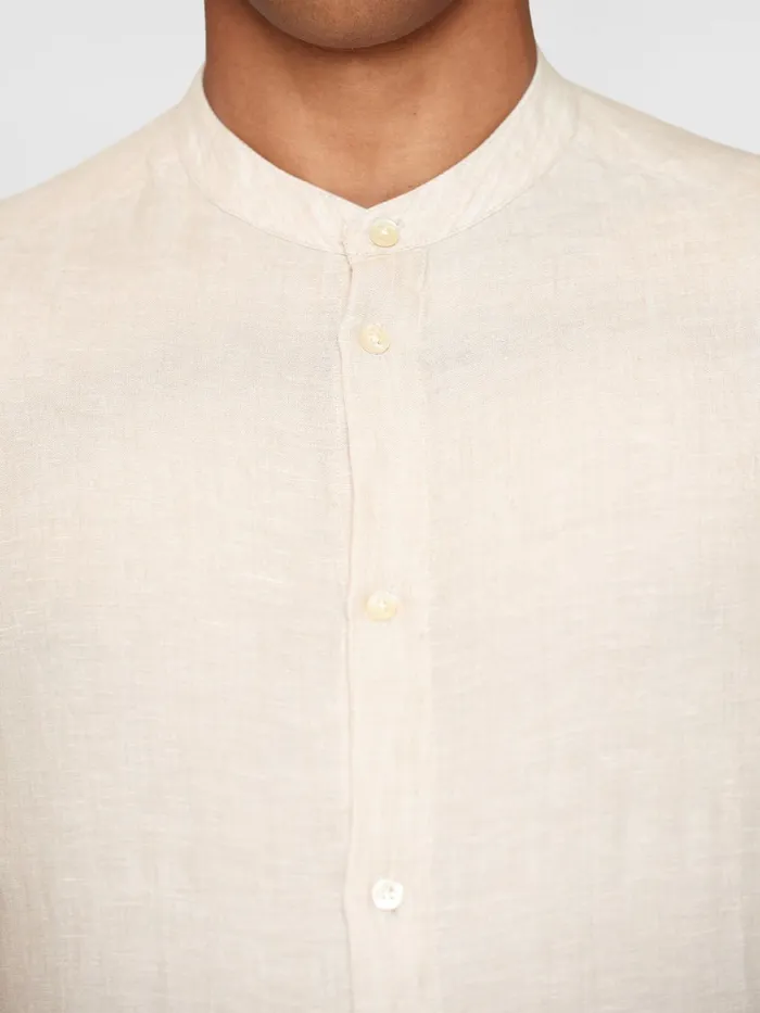 KnowledgeCotton Apparel Shirts Custom Fit Linen Stand Collar Shirt Yarndyed 8211 Men KnowledgeCotton Apparel Shirts Custom Fit Linen Stand Collar Shirt Yarndyed 8211 Men