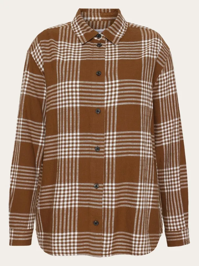 KnowledgeCotton Apparel Shirts Loose Check Flannel Shirt Gotsvegan 8211 Women