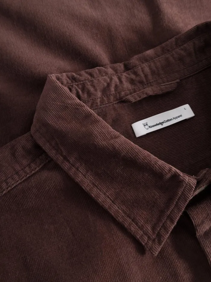 KnowledgeCotton Apparel Shirts Regular Fit Corduroy Shirt Deep Mahogany 8211 Men