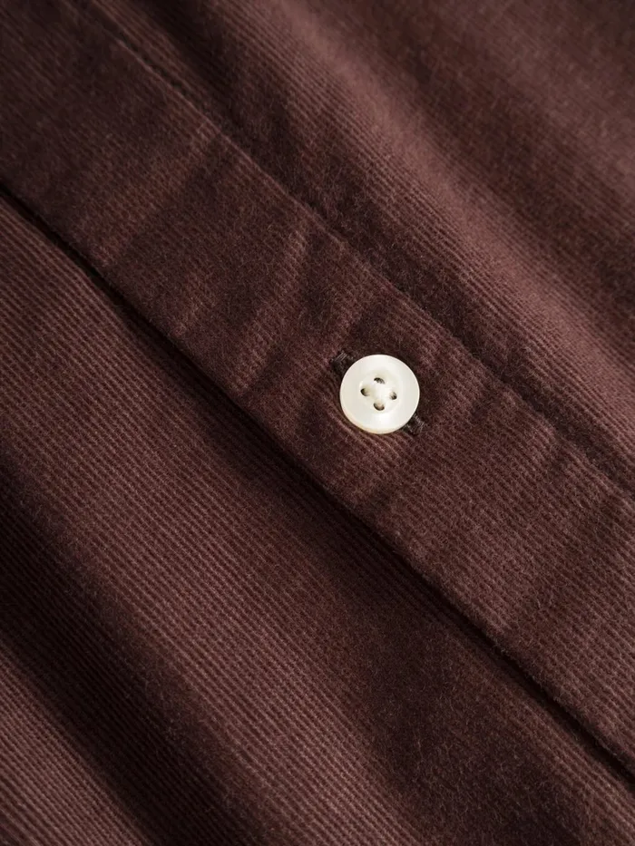 KnowledgeCotton Apparel Shirts Regular Fit Corduroy Shirt Deep Mahogany 8211 Men