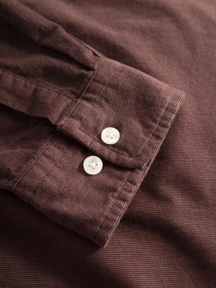KnowledgeCotton Apparel Shirts Regular Fit Corduroy Shirt Deep Mahogany 8211 Men
