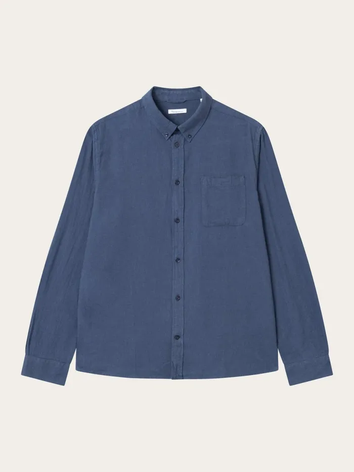KnowledgeCotton Apparel Shirts Regular Fit Melang Flannel Shirt Estate Blue 8211 Men KnowledgeCotton Apparel Shirts Regular Fit Melang Flannel Shirt Estate Blue 8211 Men