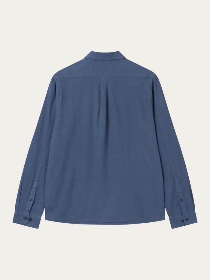 KnowledgeCotton Apparel Shirts Regular Fit Melang Flannel Shirt Estate Blue 8211 Men