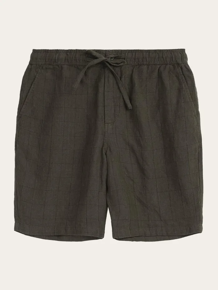 KnowledgeCotton Apparel Shorts FIG Loose Checked Linen Shorts Gotsvegan 8211 Men