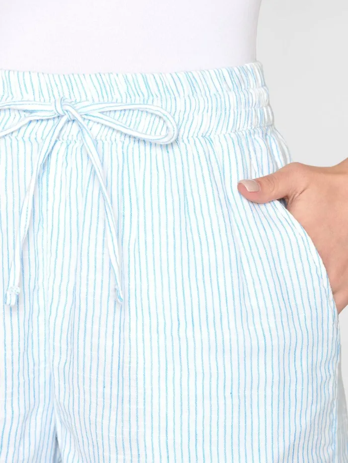 KnowledgeCotton Apparel Shorts POSEY Wide Midrise Double Faced Stripe Shorts Gotsvegan 8211 Women