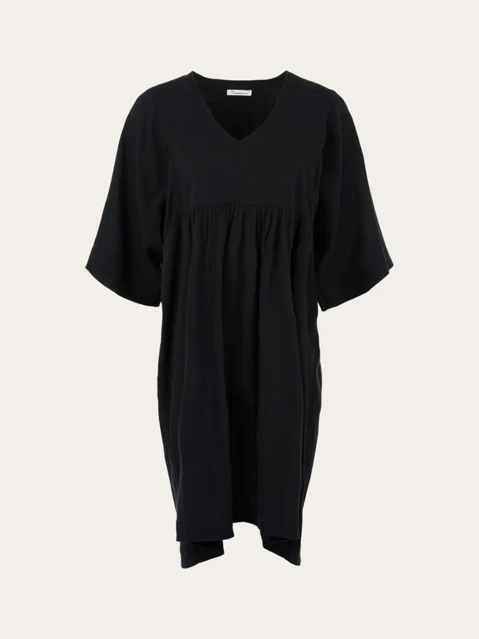 KnowledgeCotton Apparel Skirts And Dresses HEATHER Cotton Crepe Ashape Dress Black Jet 8211 Women KnowledgeCotton Apparel Skirts And Dresses HEATHER Cotton Crepe Ashape Dress Black Jet 8211 Women