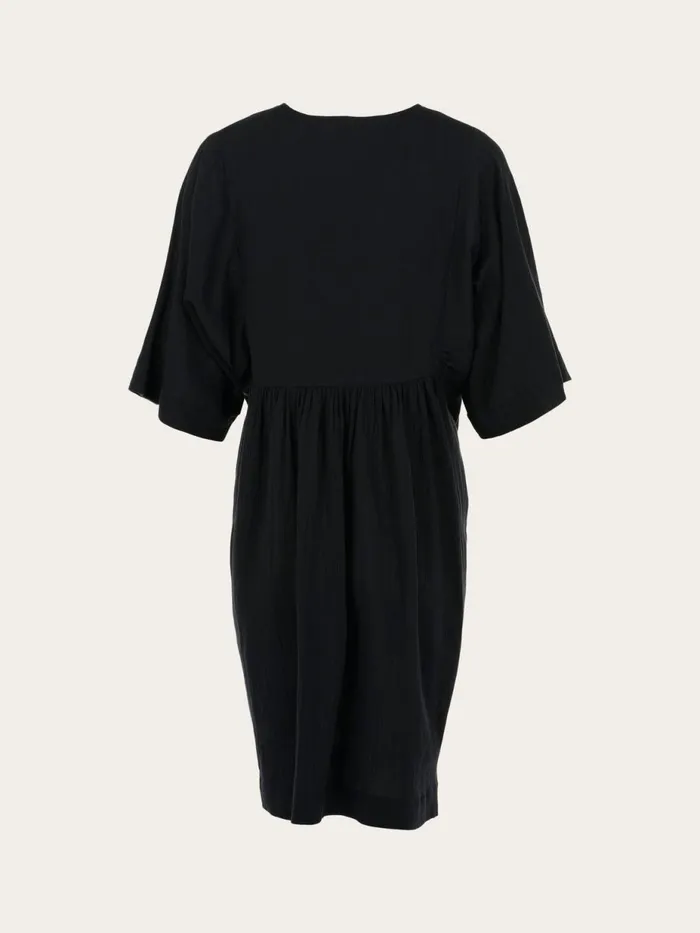 KnowledgeCotton Apparel Skirts And Dresses HEATHER Cotton Crepe Ashape Dress Black Jet 8211 Women