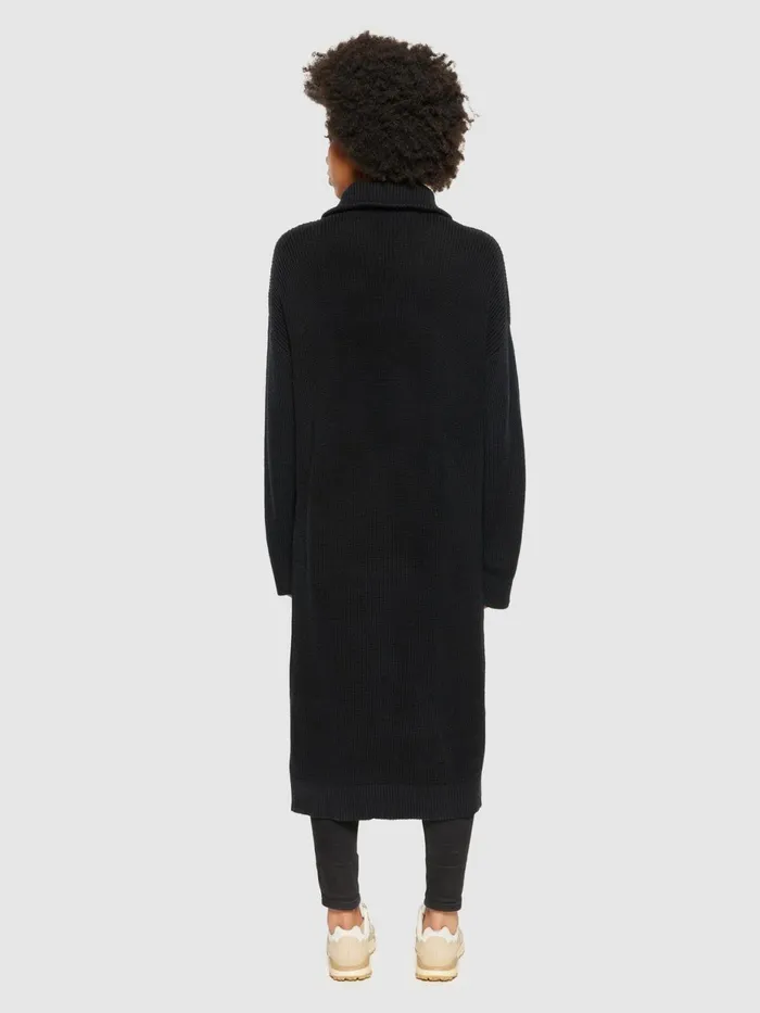 KnowledgeCotton Apparel Skirts And Dresses Heavy Rib Half Zip Knit Dress Black Jet 8211 Women KnowledgeCotton Apparel Skirts And Dresses Heavy Rib Half Zip Knit Dress Black Jet 8211 Women