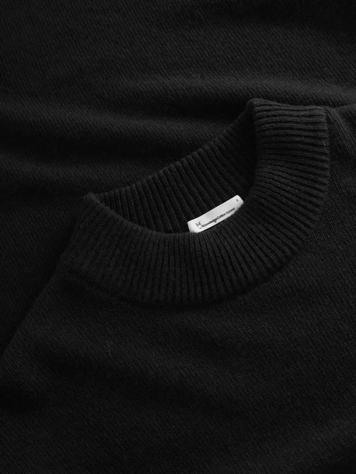 KnowledgeCotton Apparel Skirts And Dresses Wool Crew Neck Mid Length Dress Black Jet 8211 Women