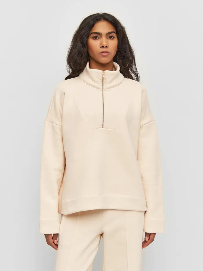 KnowledgeCotton Apparel Sweatshirts Half Zip Heavy Sweat Buttercream 8211 Women