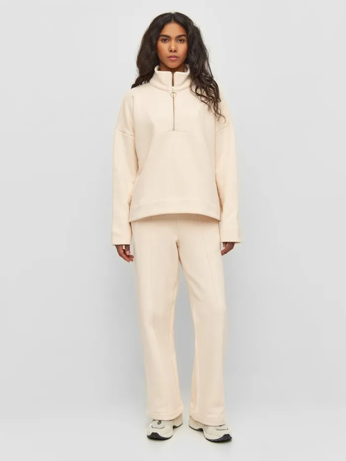 KnowledgeCotton Apparel Sweatshirts Half Zip Heavy Sweat Buttercream 8211 Women