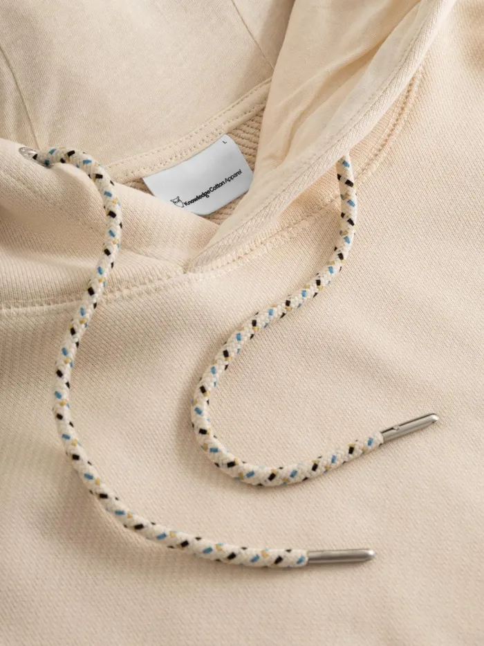 KnowledgeCotton Apparel Sweatshirts Loose Fit Hood Kangaroo Pocket Sweat With Embroidery At Chest Buttercream 8211 Men KnowledgeCotton Apparel Sweatshirts Loose Fit Hood Kangaroo Pocket Sweat With Embroidery At Chest Buttercream 8211 Men