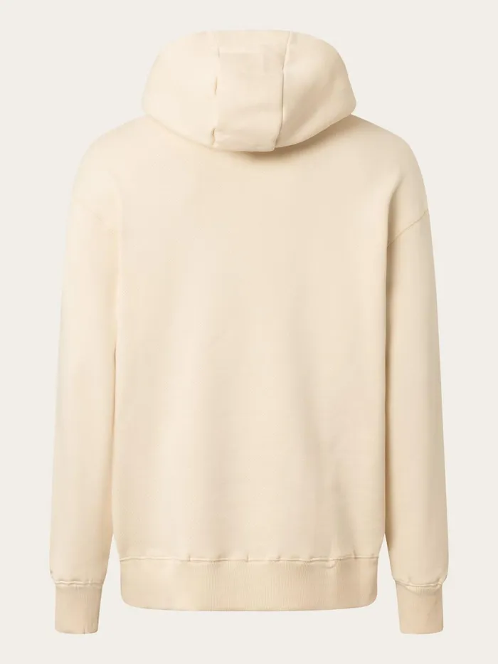 KnowledgeCotton Apparel Sweatshirts Loose Fit Hood Kangaroo Pocket Sweat With Embroidery At Chest Buttercream 8211 Men KnowledgeCotton Apparel Sweatshirts Loose Fit Hood Kangaroo Pocket Sweat With Embroidery At Chest Buttercream 8211 Men