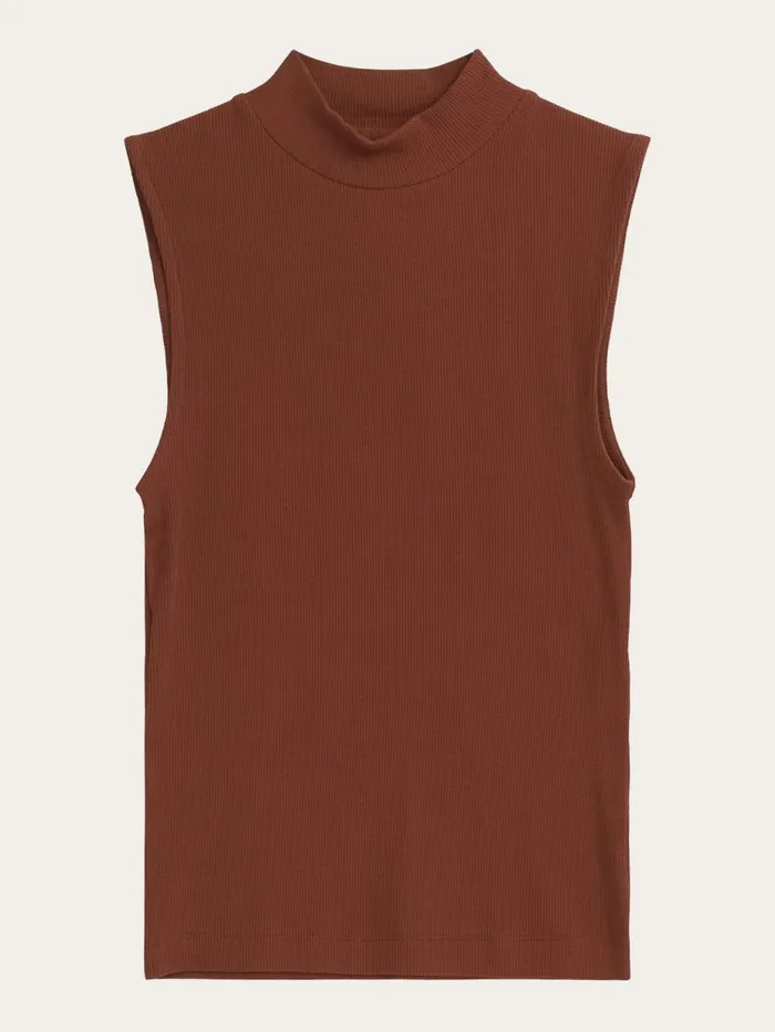 KnowledgeCotton Apparel TShirts And Tops High Neck Rib Top Tiramisu 8211 Women