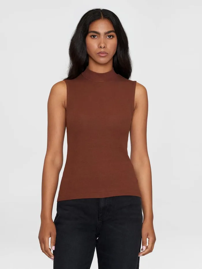 KnowledgeCotton Apparel TShirts And Tops High Neck Rib Top Tiramisu 8211 Women KnowledgeCotton Apparel TShirts And Tops High Neck Rib Top Tiramisu 8211 Women