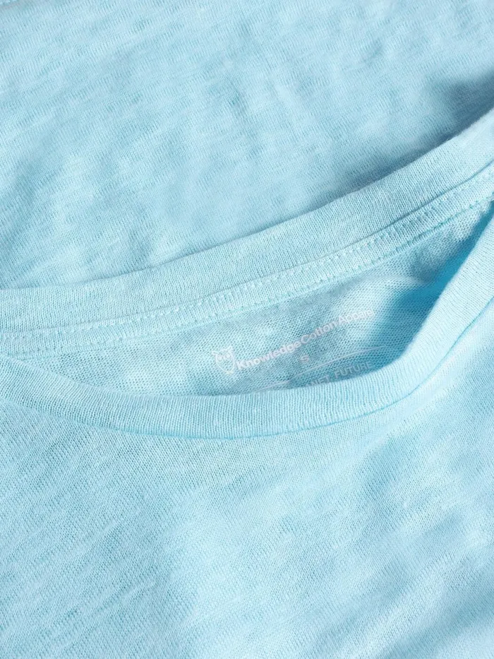 KnowledgeCotton Apparel TShirts And Tops Loose Fold Up Linen Tshirt Aquaesque 8211 Women