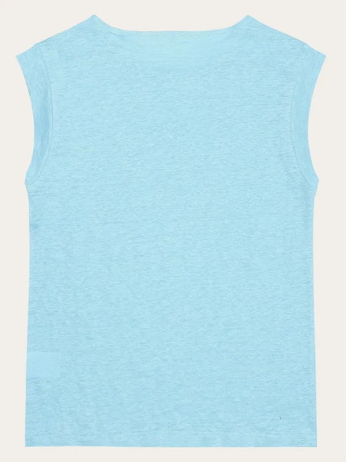 KnowledgeCotton Apparel TShirts And Tops Loose Fold Up Linen Tshirt Aquaesque 8211 Women
