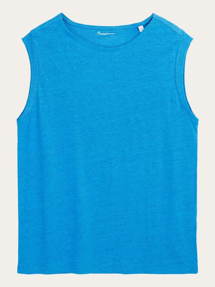 KnowledgeCotton Apparel TShirts And Tops Loose Fold Up Linen Tshirt Malibu Blue 8211 Women KnowledgeCotton Apparel TShirts And Tops Loose Fold Up Linen Tshirt Malibu Blue 8211 Women