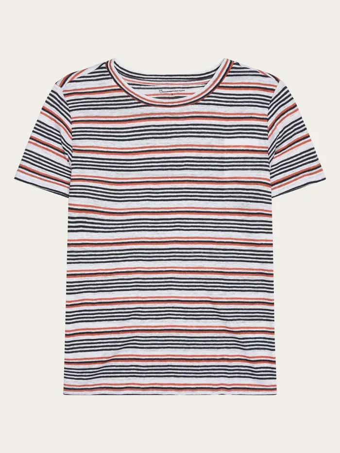 KnowledgeCotton Apparel TShirts And Tops Regular Linen Stripe Tshirt Gotsvegan 8211 Women KnowledgeCotton Apparel TShirts And Tops Regular Linen Stripe Tshirt Gotsvegan 8211 Women
