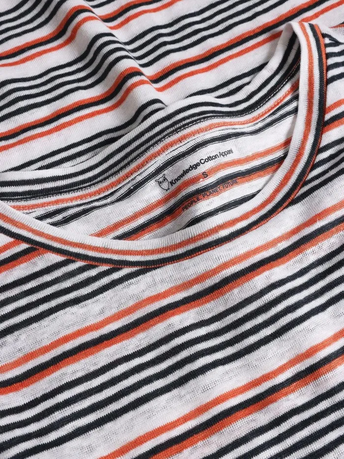 KnowledgeCotton Apparel TShirts And Tops Regular Linen Stripe Tshirt Gotsvegan 8211 Women KnowledgeCotton Apparel TShirts And Tops Regular Linen Stripe Tshirt Gotsvegan 8211 Women