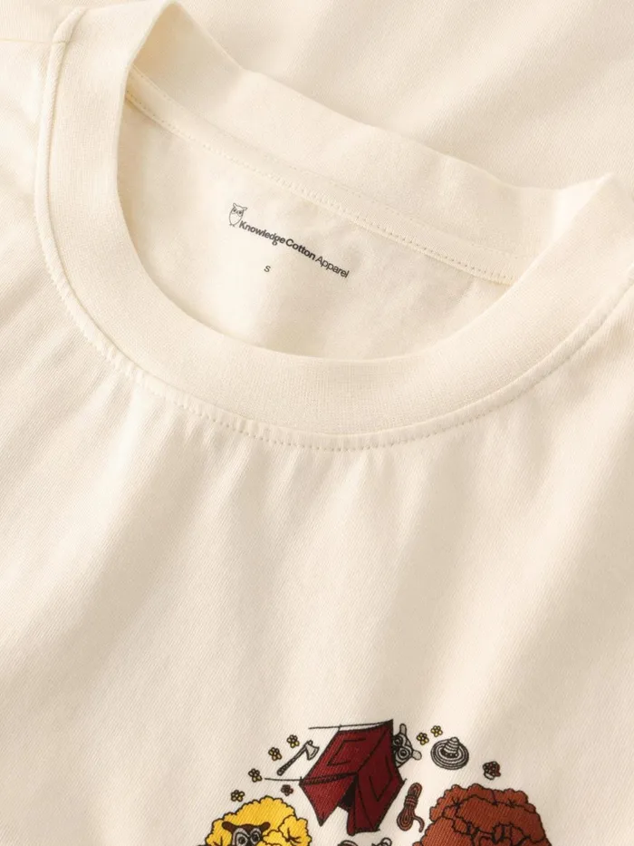 KnowledgeCotton Apparel TShirts And Tops Relaxed Fit Camp Print Tee Gotsvegan 8211 Women KnowledgeCotton Apparel TShirts And Tops Relaxed Fit Camp Print Tee Gotsvegan 8211 Women