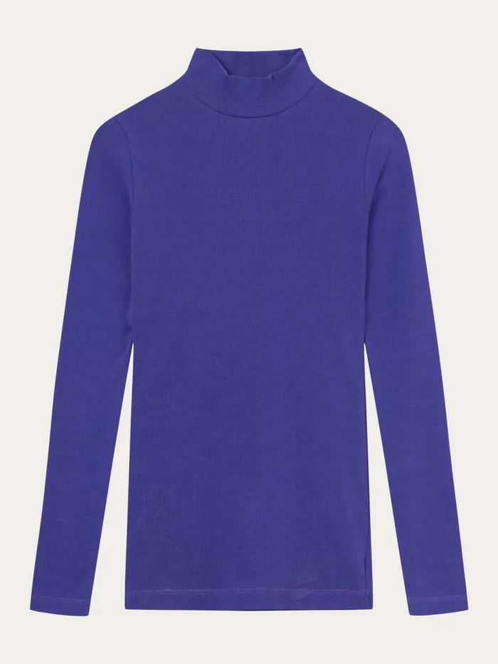 KnowledgeCotton Apparel TShirts And Tops Rib High Neck Long Sleeve Deep Purple 8211 Women