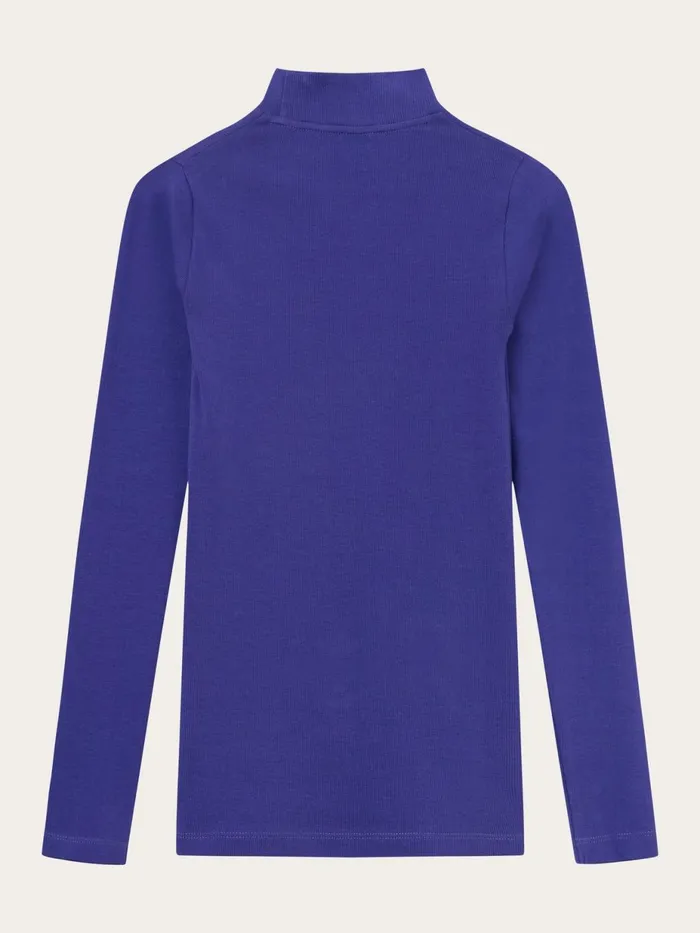 KnowledgeCotton Apparel TShirts And Tops Rib High Neck Long Sleeve Deep Purple 8211 Women
