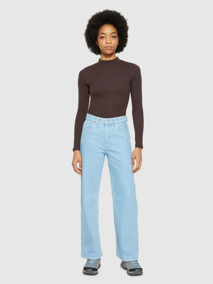 KnowledgeCotton Apparel TShirts And Tops Rib High Neck LS Chocolate Plum 8211 Women KnowledgeCotton Apparel TShirts And Tops Rib High Neck LS Chocolate Plum 8211 Women