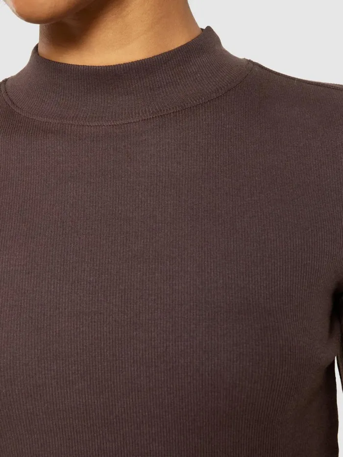 KnowledgeCotton Apparel TShirts And Tops Rib High Neck LS Chocolate Plum 8211 Women KnowledgeCotton Apparel TShirts And Tops Rib High Neck LS Chocolate Plum 8211 Women