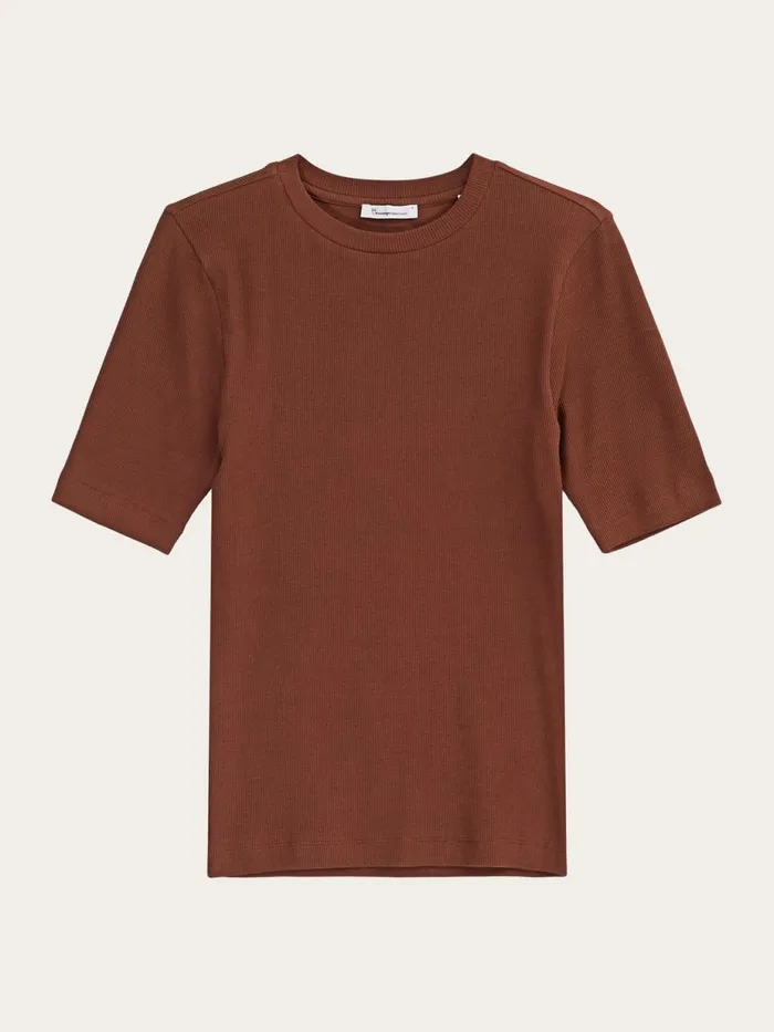 KnowledgeCotton Apparel TShirts And Tops Rib Tshirt Tiramisu 8211 Women