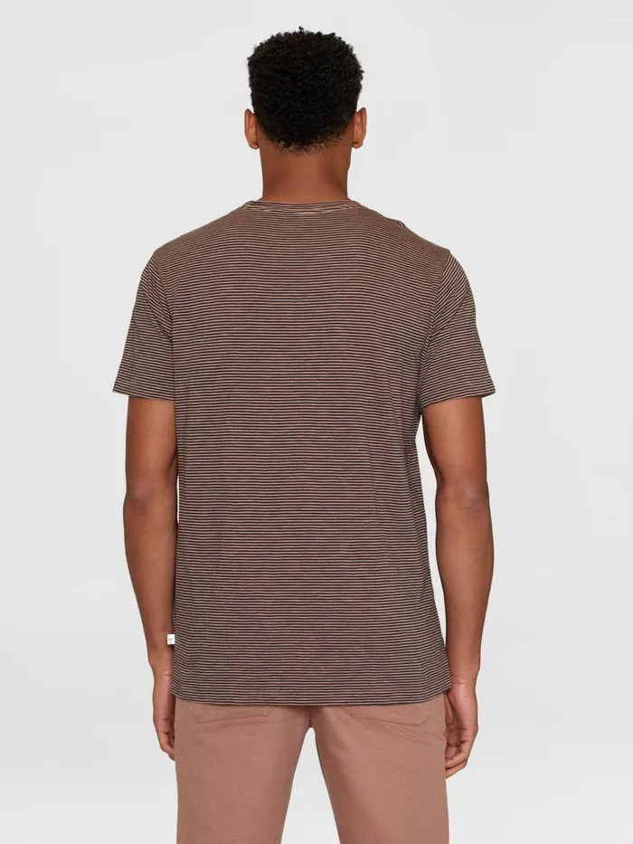 KnowledgeCotton Apparel TShirts Narrow Striped Slub Tshirt Brown Stripe 8211 Men KnowledgeCotton Apparel TShirts Narrow Striped Slub Tshirt Brown Stripe 8211 Men