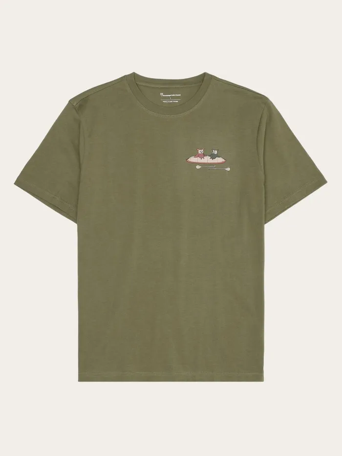 KnowledgeCotton Apparel TShirts Regular Dropshoulder Short Sleeve Heavy Single Jersey Printed Tshirt GOTSVegan Burned Olive 8211 Men KnowledgeCotton Apparel TShirts Regular Dropshoulder Short Sleeve Heavy Single Jersey Printed Tshirt GOTSVegan Burned Olive 8211 Men