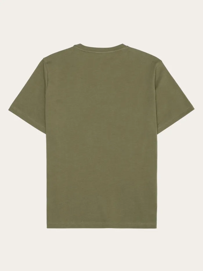 KnowledgeCotton Apparel TShirts Regular Dropshoulder Short Sleeve Heavy Single Jersey Printed Tshirt GOTSVegan Burned Olive 8211 Men KnowledgeCotton Apparel TShirts Regular Dropshoulder Short Sleeve Heavy Single Jersey Printed Tshirt GOTSVegan Burned Olive 8211 Men