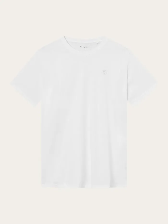 KnowledgeCotton Apparel TShirts Regular Fit Badge Tshirt Bright White 8211 Men