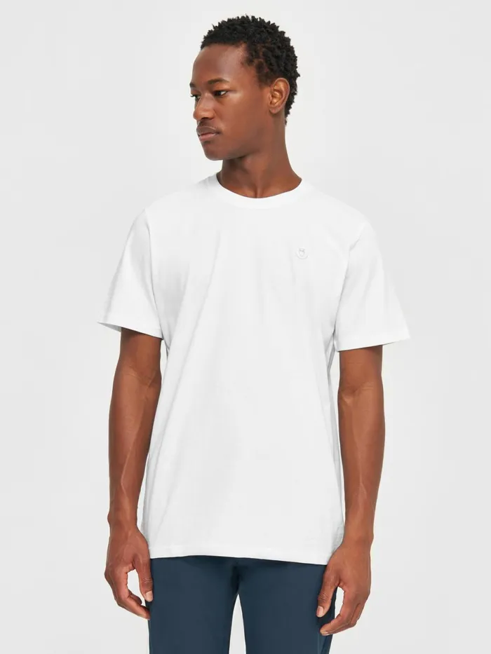KnowledgeCotton Apparel TShirts Regular Fit Badge Tshirt Bright White 8211 Men