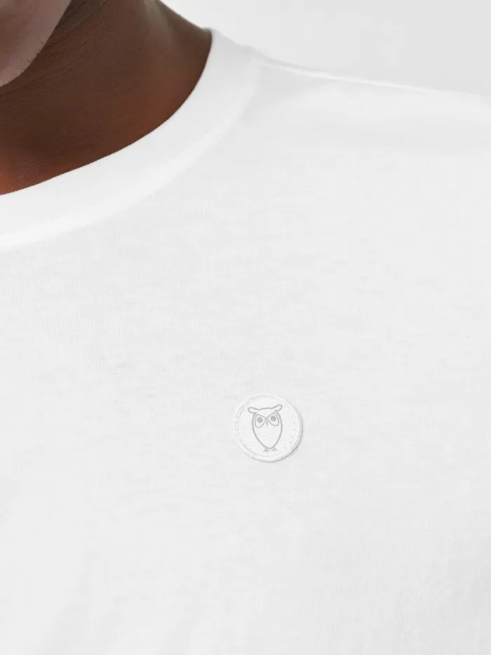 KnowledgeCotton Apparel TShirts Regular Fit Badge Tshirt Bright White 8211 Men