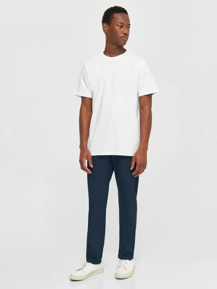 KnowledgeCotton Apparel TShirts Regular Fit Badge Tshirt Bright White 8211 Men